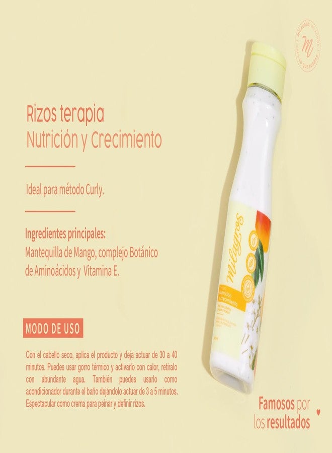 منتجات Milagros Terapia Rizos y Crespos Nutricion y Crecimiento الكولومبية للعناية بالشعر للنمو الطبيعي والتقوية والإصلاح، مجموعة مكونة من قطعة واحدة، طبيعية 100% - Image 2
